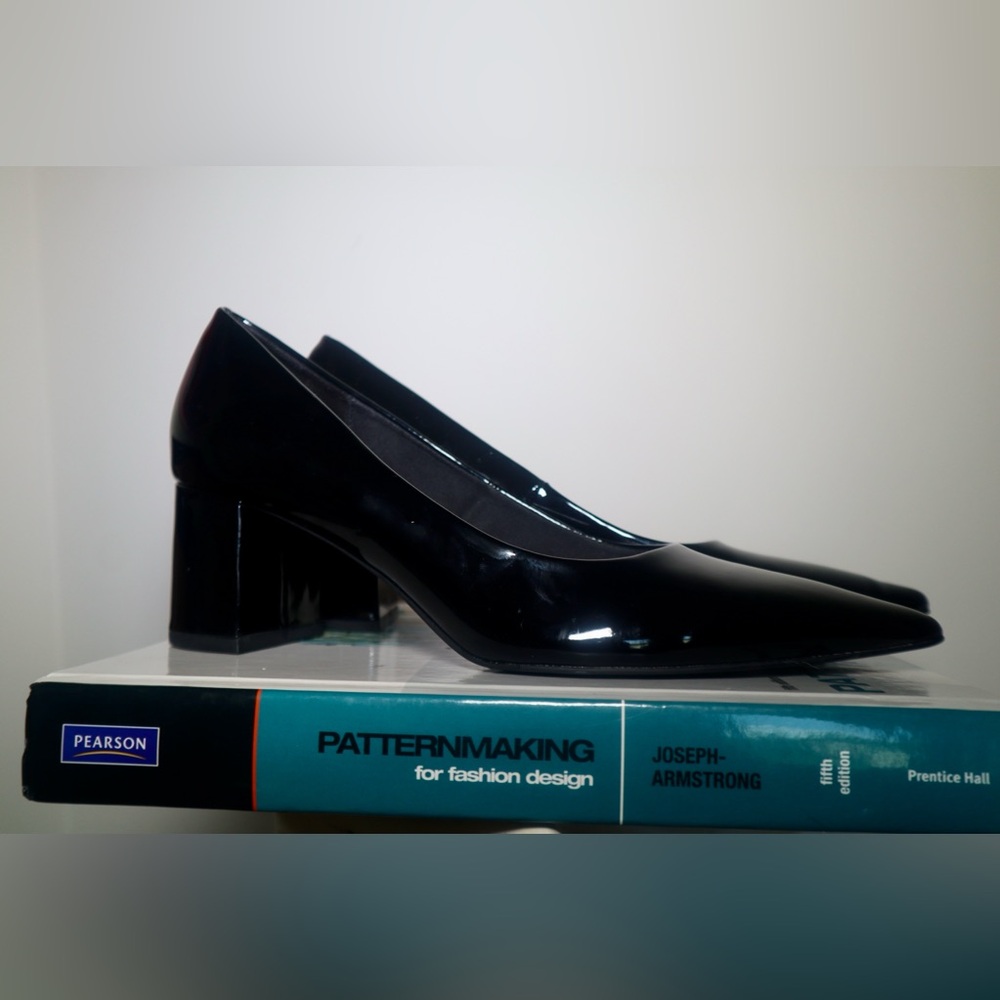 Zara black pointy toe block heels